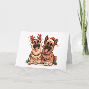 Cartes Pour Fêtes Annuelles Joyeux Noël Chiens bergers allemands