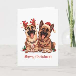 Cartes Pour Fêtes Annuelles Joyeux Noël Chiens bergers allemands