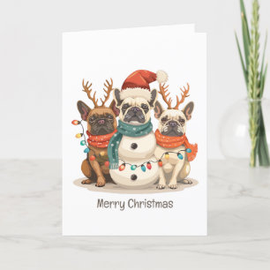 Cartes Pour Fêtes Annuelles Joyeux Noël Chiens de rennes Français