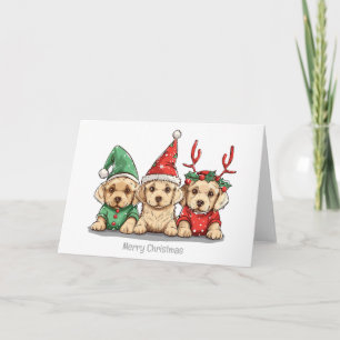Cartes Pour Fêtes Annuelles Joyeux Noël Chiens Labrador Retriever Jaunes