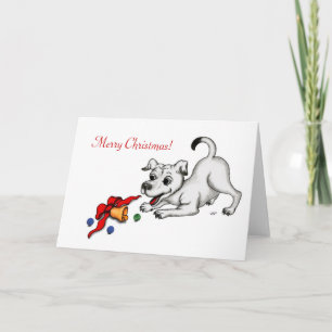 Cartes Pour Fêtes Annuelles Joyeux Noël ! Chiot avec Bell et Ball