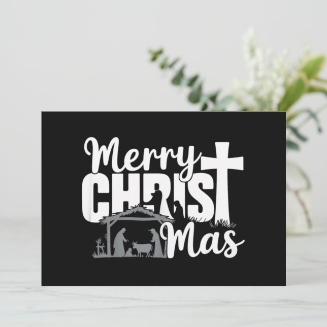 Cartes Pour Fêtes Annuelles Joyeux Noël chrétien Jésus Famille  (Debout devant)
