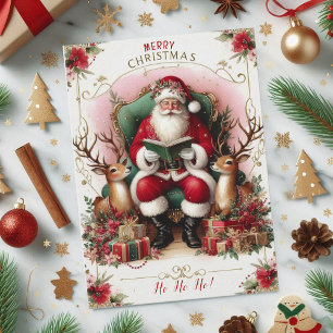 Cartes Pour Fêtes Annuelles Joyeux Noël Citation Père Noël Lecture aux rennes