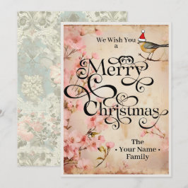 Cartes Pour Fêtes Annuelles Joyeux Noël Classique Fleurs Chic Typographie