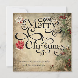 Cartes Pour Fêtes Annuelles Joyeux Noël Classique Fleurs Chic Typographie