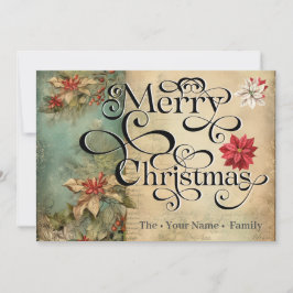 Cartes Pour Fêtes Annuelles Joyeux Noël Classique Fleurs Chic Typographie