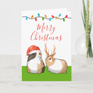 Cartes Pour Fêtes Annuelles Joyeux Noël Cochons d'Inde Mignons Père Noël Renne
