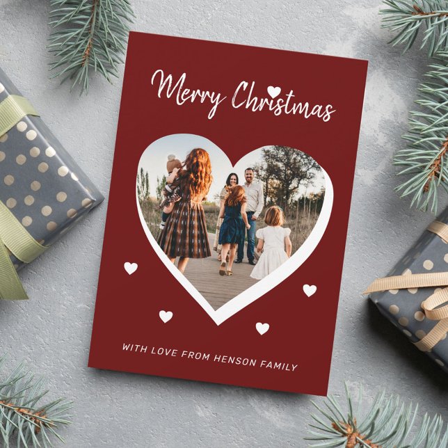 Cartes Pour Fêtes Annuelles Joyeux Noël Coeur Photo de famille (Créateur téléchargé)