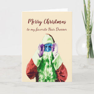 Cartes Pour Fêtes Annuelles Joyeux Noël Coiffeur Fun Père Noël Nice Liste
