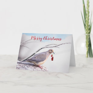 Cartes Pour Fêtes Annuelles Joyeux Noël, colombe en deuil et baies rouges