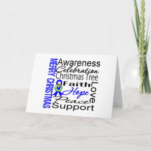 Cartes Pour Fêtes Annuelles Joyeux Noël Colon Cancer Ribbon Collage