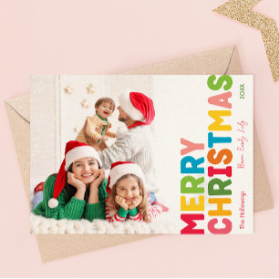 Cartes Pour Fêtes Annuelles Joyeux Noël coloré et brillant Photo complète