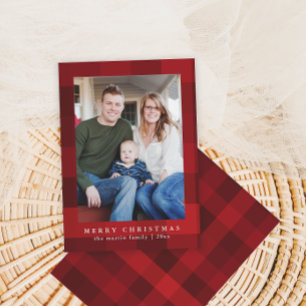 Cartes Pour Fêtes Annuelles Joyeux Noël coloré Rouge Plaid Print