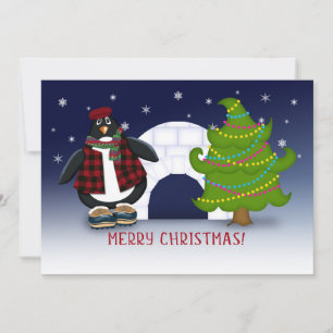 Cartes Pour Fêtes Annuelles Joyeux Noël! Cool Penguin et Igloo