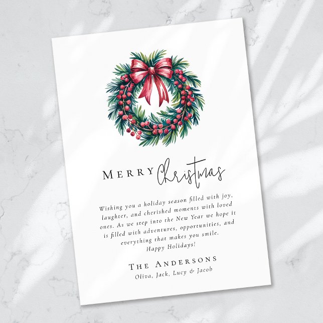 Cartes Pour Fêtes Annuelles Joyeux Noël Coquette Bow Wreath (Créateur téléchargé)