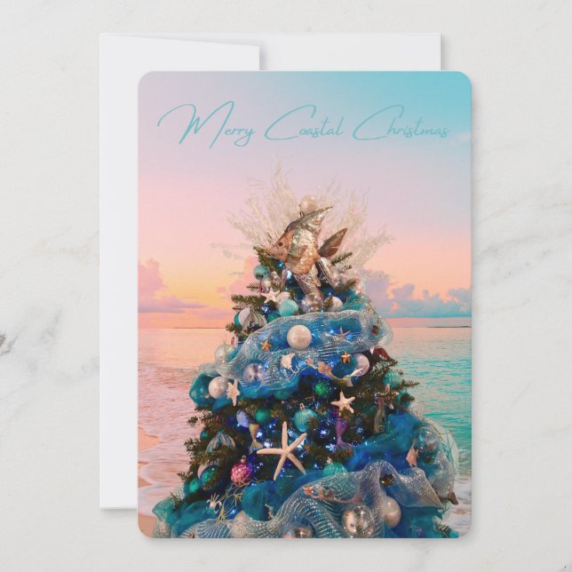 Cartes Pour Fêtes Annuelles Joyeux Noël côtier Plage tropicale Holiday Tree (Devant)