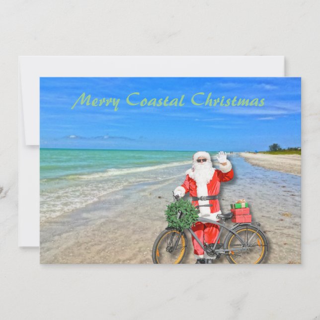 Cartes Pour Fêtes Annuelles Joyeux Noël côtier Sanibel Island Beach Père Noël (Devant)