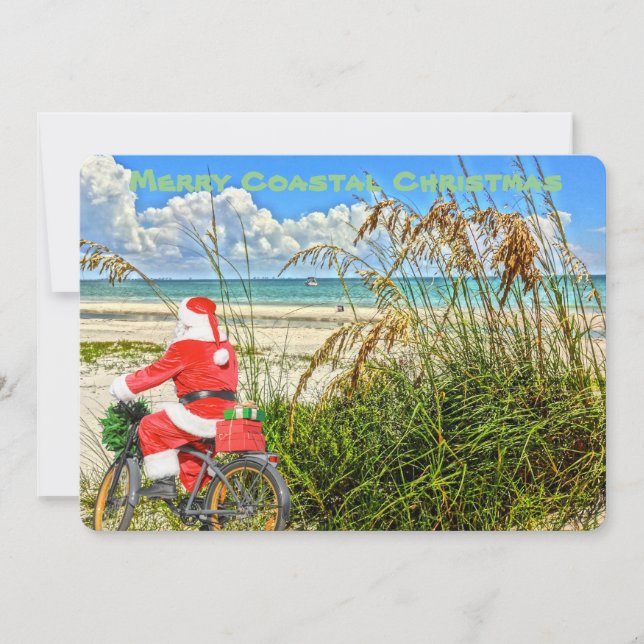 Cartes Pour Fêtes Annuelles Joyeux Noël côtier Sanibel Island Beach Père Noël (Devant)