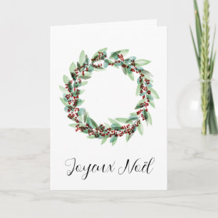 Cartes Pour Fêtes Annuelles Joyeux Noël, couronne de Noël française