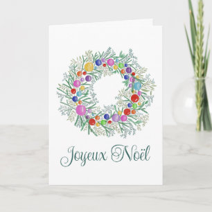 Cartes Pour Fêtes Annuelles Joyeux Noël, couronne de Noël française