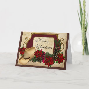 Cartes Pour Fêtes Annuelles Joyeux Noël Cowboy (cowgirl)