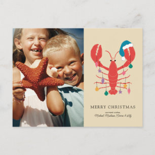 Cartes Pour Fêtes Annuelles Joyeux Noël   Crabe homard de plage de vacances