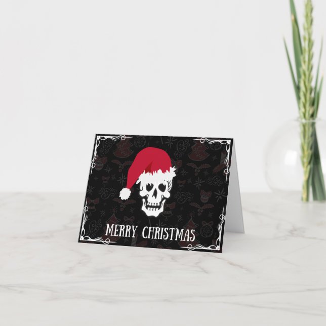 Cartes Pour Fêtes Annuelles Joyeux Noël crânien de Père Noël (Devant)