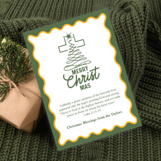 Cartes Pour Fêtes Annuelles Joyeux Noël Croix Arbre Bénédictions