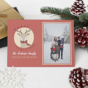 Cartes Pour Fêtes Annuelles Joyeux Noël Cute Deer Photo de la famille