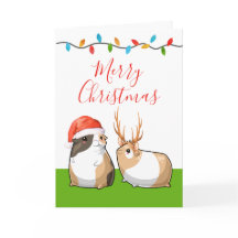 Joyeux Noël Cute Guinea Pigs Père Noël Reindeer