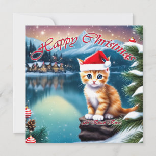 Cartes Pour Fêtes Annuelles Joyeux Noël Cute Kitten donnant Kitten Kisses