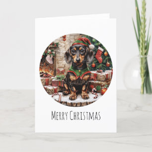 Cartes Pour Fêtes Annuelles Joyeux Noël Dachshund Chiens Elf