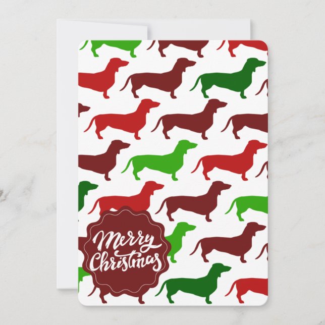Cartes Pour Fêtes Annuelles Joyeux Noël Dachshund Wiener Chien Motif (Devant)