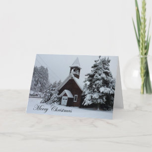 Cartes Pour Fêtes Annuelles Joyeux Noël d'ADKs… l'église dans les bois