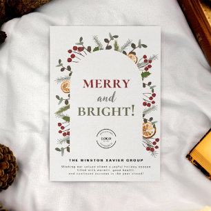 Cartes Pour Fêtes Annuelles Joyeux Noël d'affaires et brillant Red Holly
