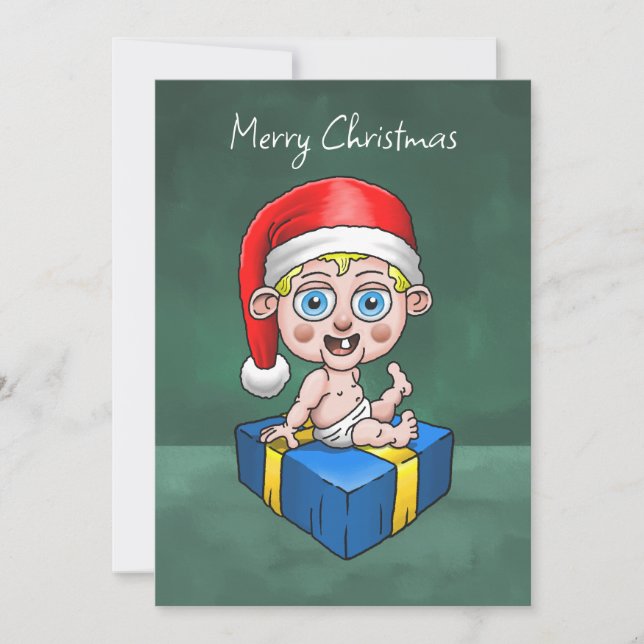 Cartes Pour Fêtes Annuelles Joyeux Noël de Baby Père Noël (Devant)