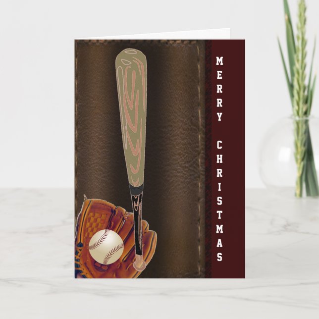 Cartes Pour Fêtes Annuelles Joyeux Noël de base-ball (Devant)