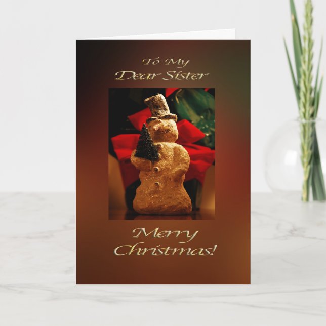 Cartes Pour Fêtes Annuelles Joyeux Noël de bonhomme de neige - soeur (Devant)