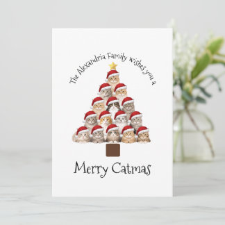 Cartes Pour Fêtes Annuelles Joyeux Noël de Chat Personnalisé Famille Noël Fête
