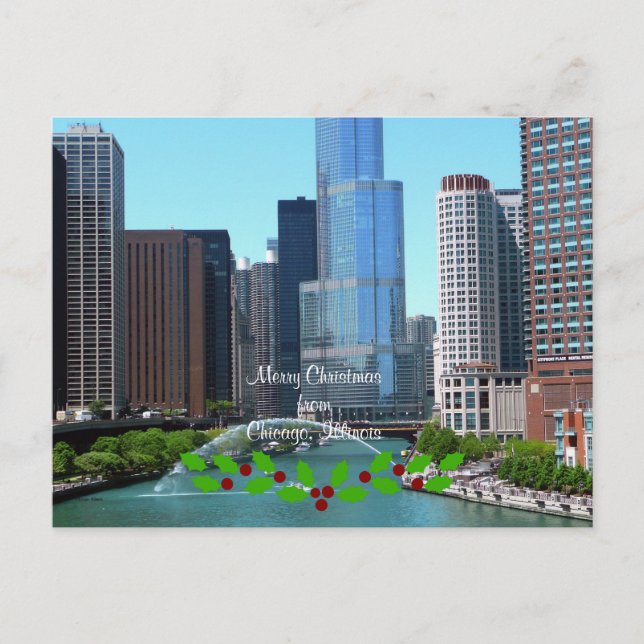 Cartes Pour Fêtes Annuelles Joyeux Noël de Chicago Illinois (Devant)