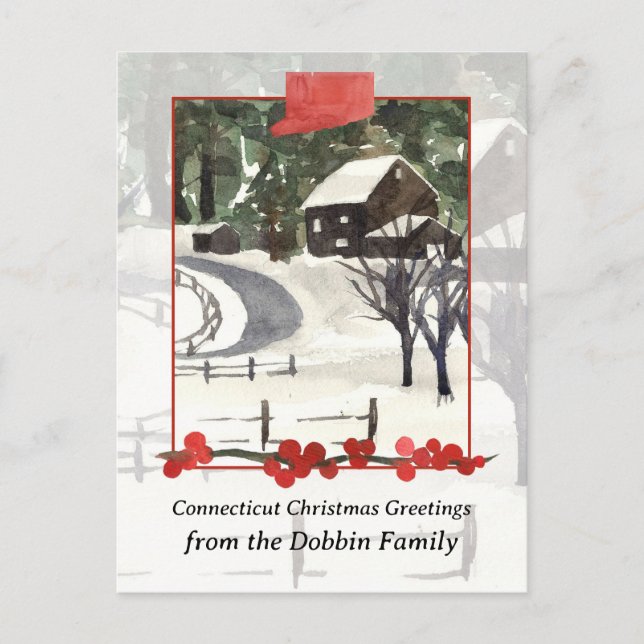 Cartes Pour Fêtes Annuelles Joyeux Noël de Connecticut Farm Personnalisé (Devant)