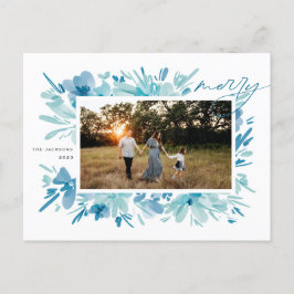 Cartes Pour Fêtes Annuelles Joyeux Noël de Fleur bleue Abstraite
