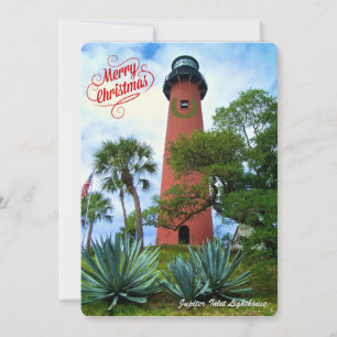 Cartes Pour Fêtes Annuelles Joyeux Noël de Floride Phare Jupiter