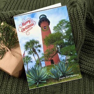 Cartes Pour Fêtes Annuelles Joyeux Noël de Floride Phare Jupiter