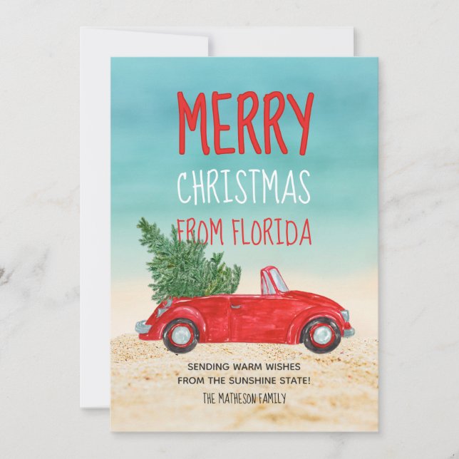 Cartes Pour Fêtes Annuelles Joyeux Noël De Floride Tropical Beach (Devant)