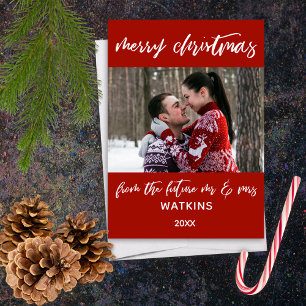 Cartes Pour Fêtes Annuelles Joyeux Noël de Futur M & Mme Photo Rouge