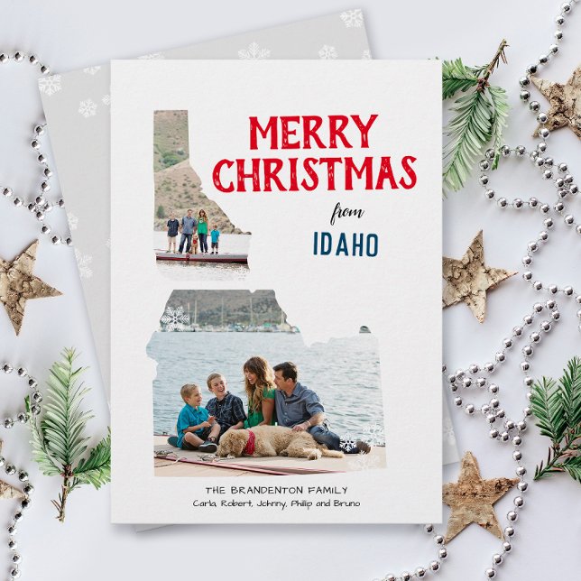 Cartes Pour Fêtes Annuelles Joyeux Noël de Idaho Two Photo (From Idaho with love two photo Christmas holiday card and moving announcement )