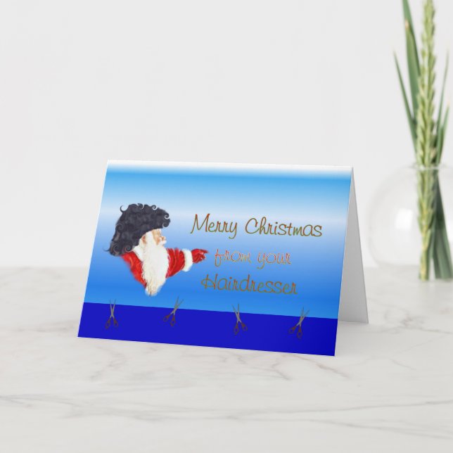 Cartes Pour Fêtes Annuelles Joyeux Noël de la coiffeuse (Devant)