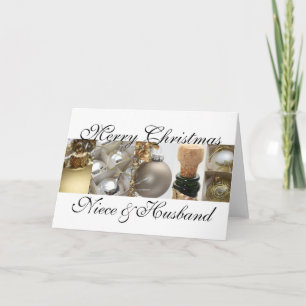 Cartes Pour Fêtes Annuelles Joyeux Noël de la nièce et du mari or sur chri bla