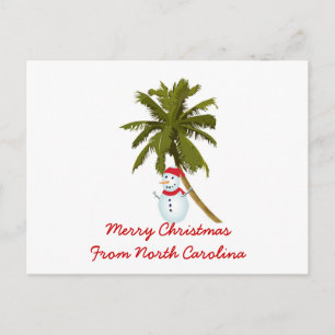 Cartes Pour Fêtes Annuelles Joyeux Noël de N. Carolina, palmier de Snowman